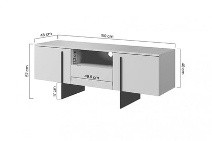 TV stolek Larena 150 cm se zásuvkou - černý beton / černé nožky Skříňka RTV Larena