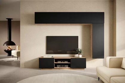 TV skříňka Loftia Mini 160 cm - dub artisan / černý mat TV skříňka Loftia Mini - artisan/Černý mat - aranzacja