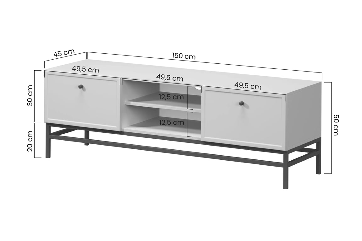 TV stolík Lorini 150 cm na stojane – kašmírová / čierne úchytky TV skrinka Lorini 150 cm so zásuvkami - kašmír / čierny úchyty / Rošt