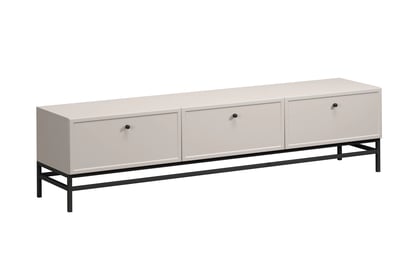 TV stolek Lorini 200 cm se zásuvkami – kašmírová / černé úchytky / černý rám