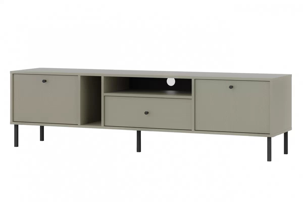 TV stolek Lotina II 2K1S se zásuvkou 180 cm - eukalyptus / černé nožky Skříňka RTV Lotina II 2K1S z szuflada 180 cm - eukaliptus / černá Nohy