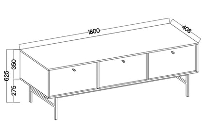 TV stolík Lotina III 3K - 180 cm - eukalyptus / čierny nožičky TV skrinka Lotina III 3K - 180 cm - eukaliptus / čierny nožičky