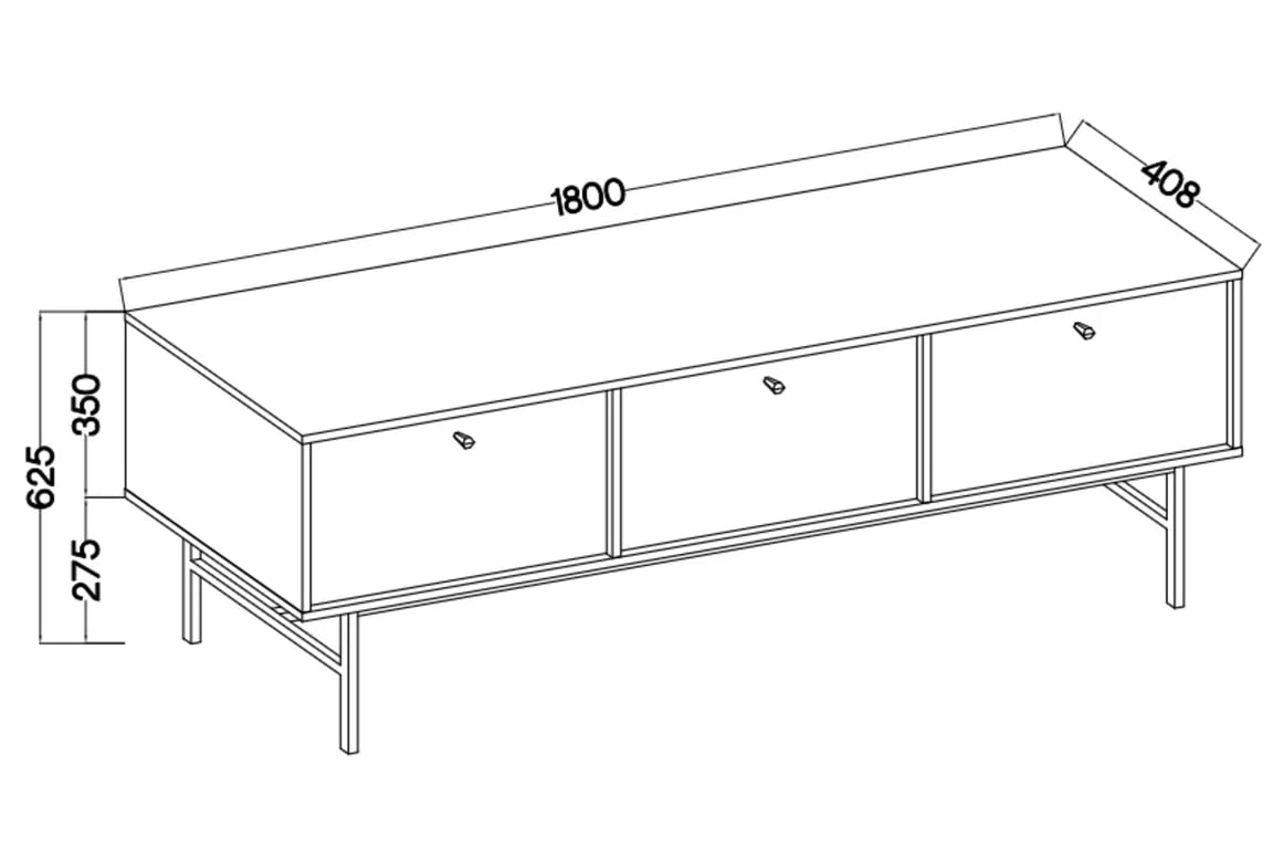 TV stolík Lotina III 3K - 180 cm - eukalyptus / čierny nožičky TV skrinka Lotina III 3K - 180 cm - eukaliptus / čierny nožičky