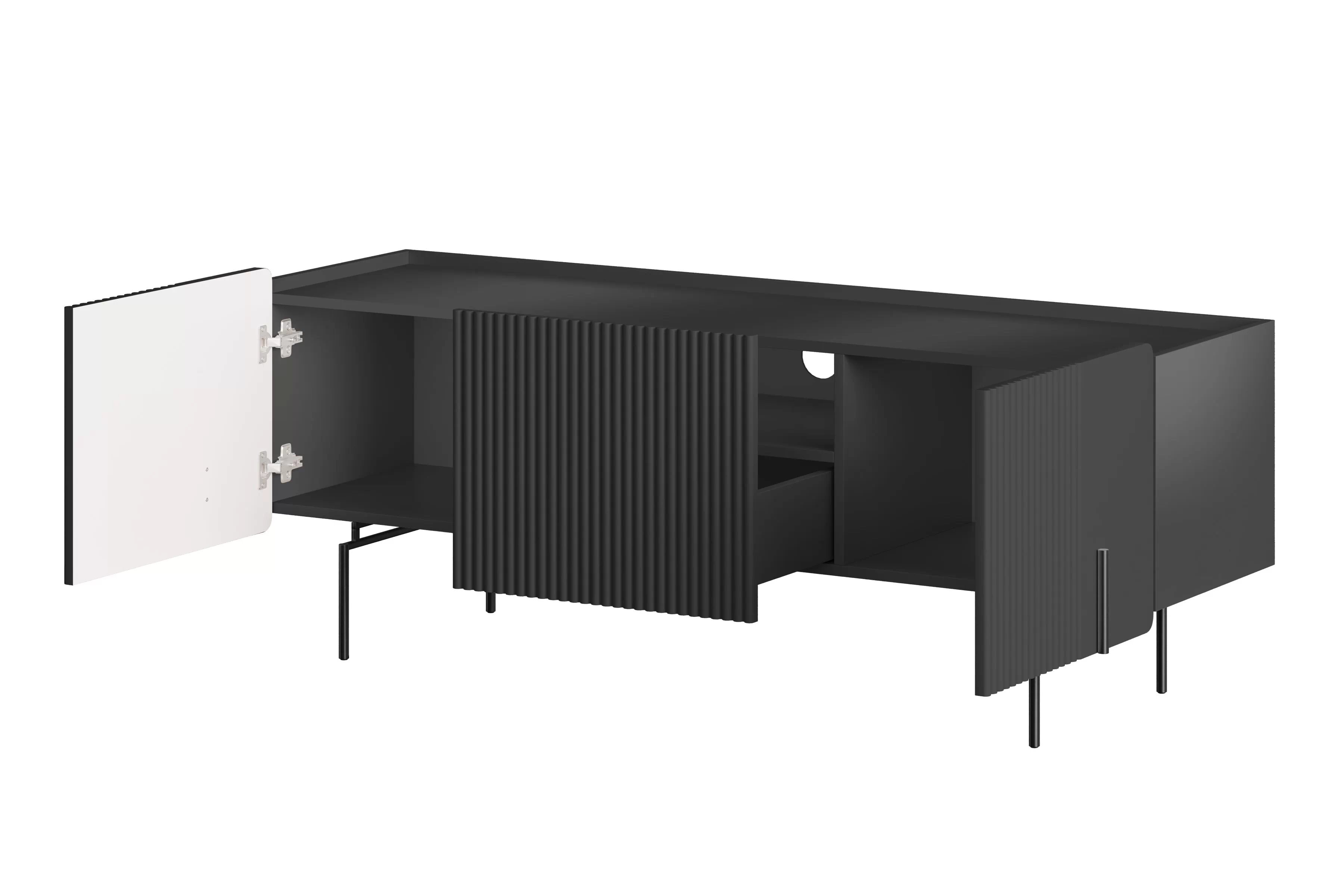 TV stolek Malmi 150 cm - černý mat / černé nožky skříňka RTV Malmi 150 cm - černá mat / černá nozki