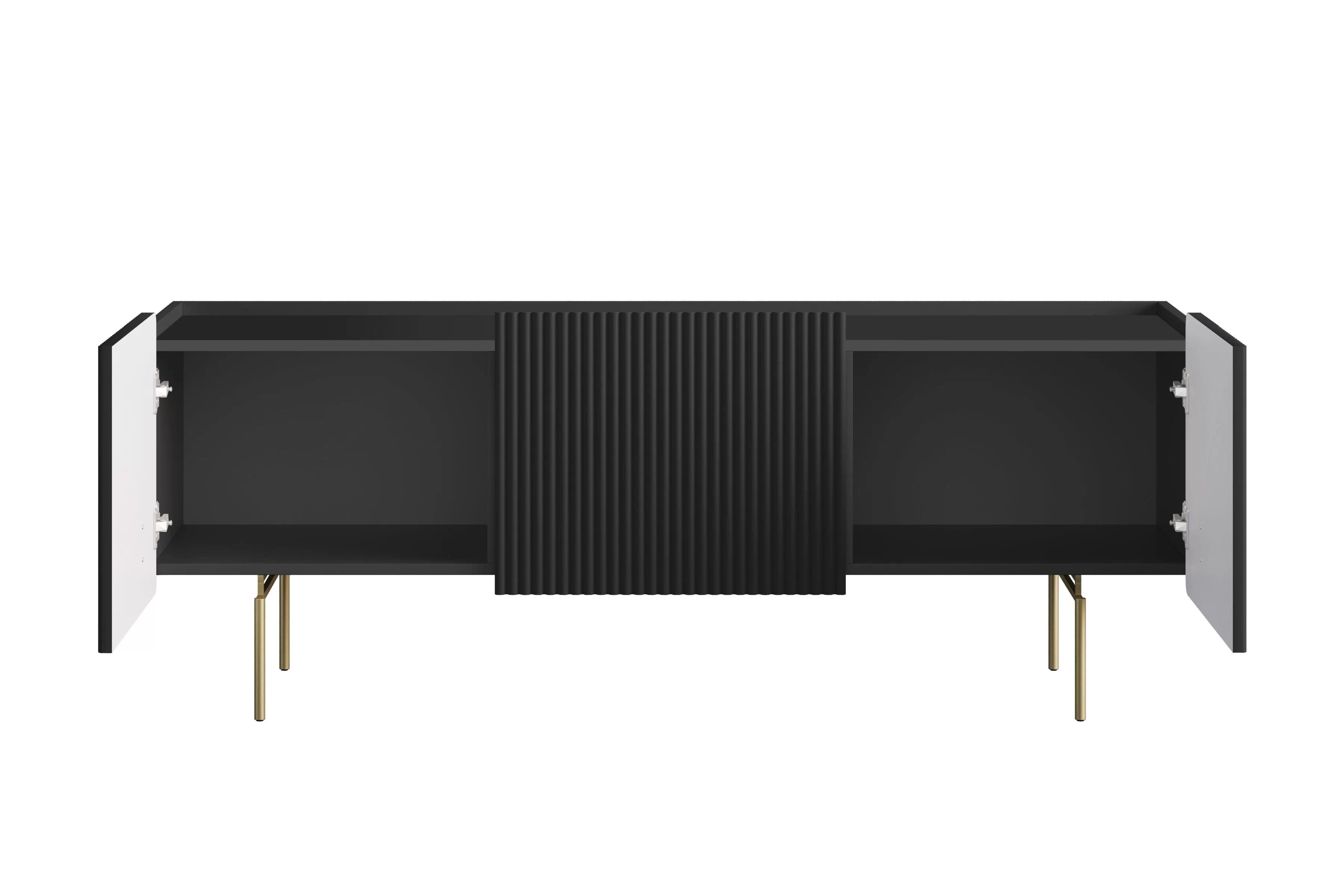 TV stolek Malmi 150 cm - černý mat / zlaté nožky skříňka RTV Malmi 150 cm - černá mat / zlote nozki