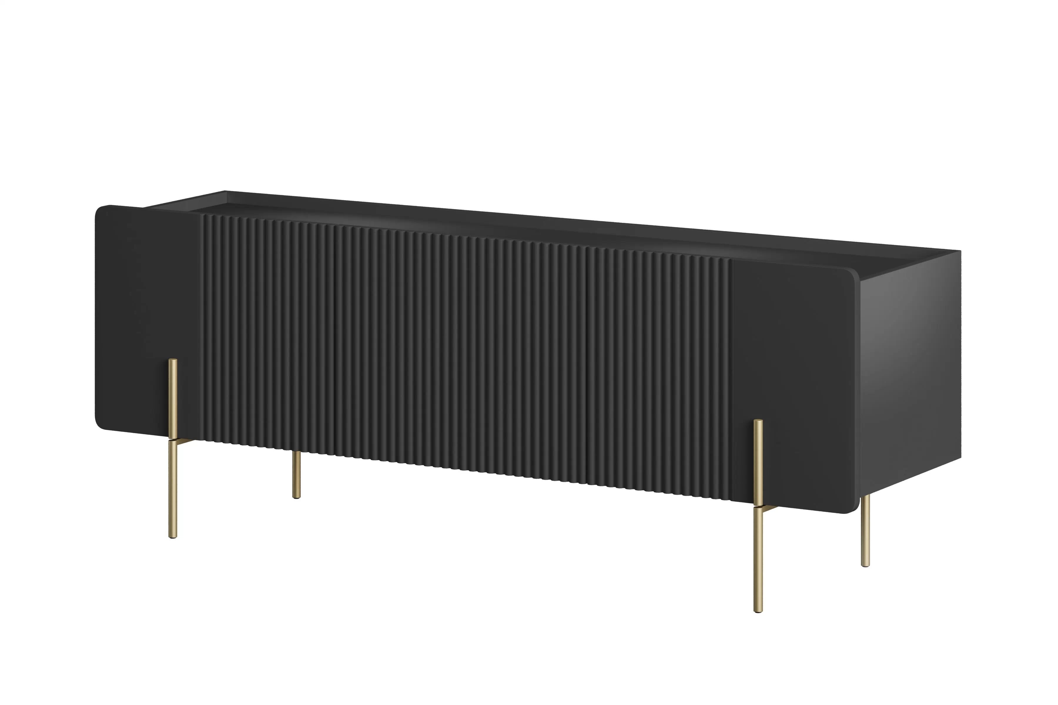 TV stolek Malmi 150 cm - černý mat / zlaté nožky skříňka RTV Malmi 150 cm - černá mat / zlote nozki