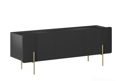 TV stolík Malmi 150 cm - čierny mat / zlatá