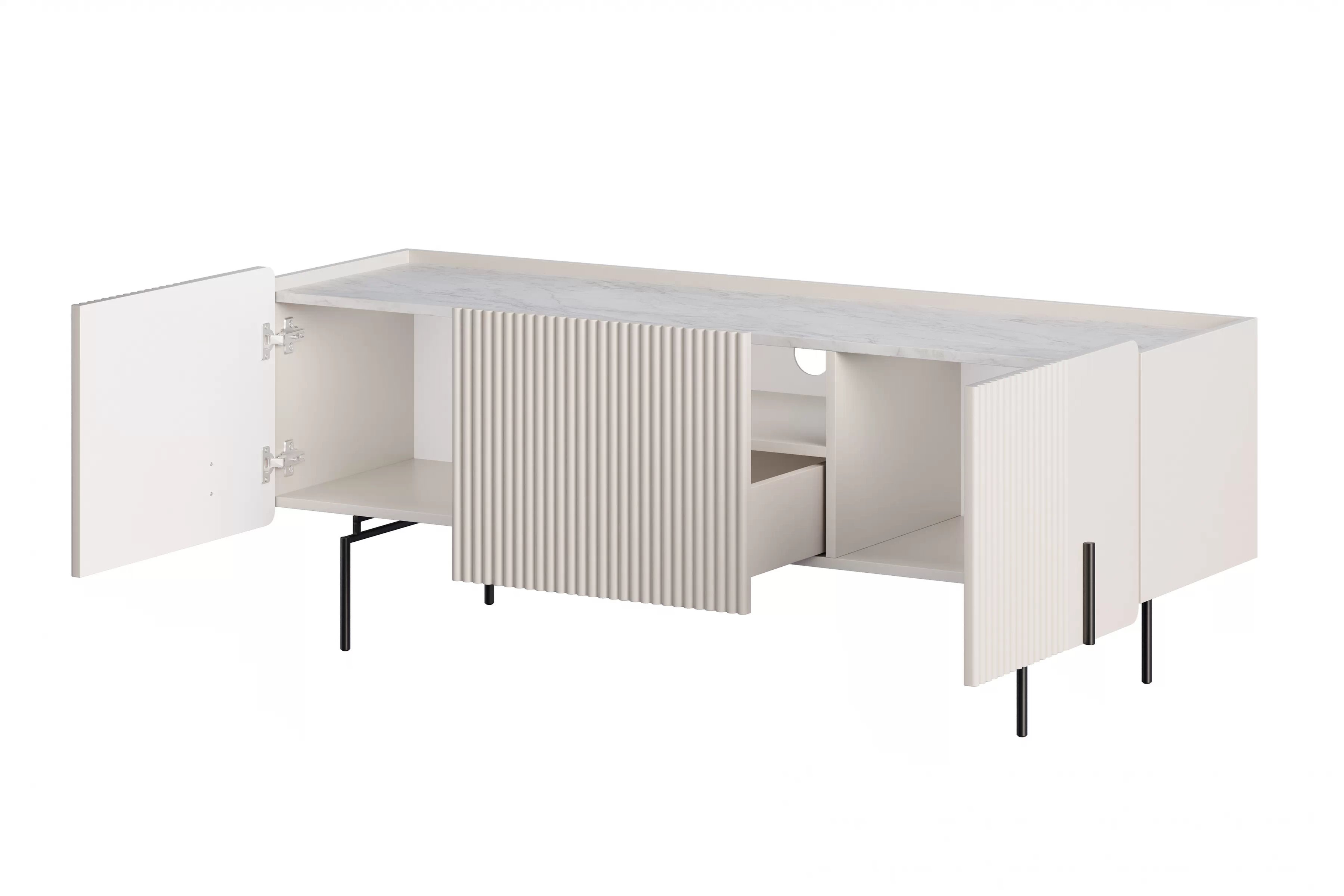 TV stolík Malmi 150 cm - kašmírová / crema bianca / čierna TV skrinka Malmi 150 cm - kašmír / crema bianca / čierny nozki