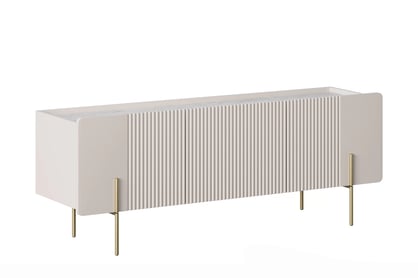 TV stolek Malmi 150 cm - kašmír / crema bianca / zlaté nohy