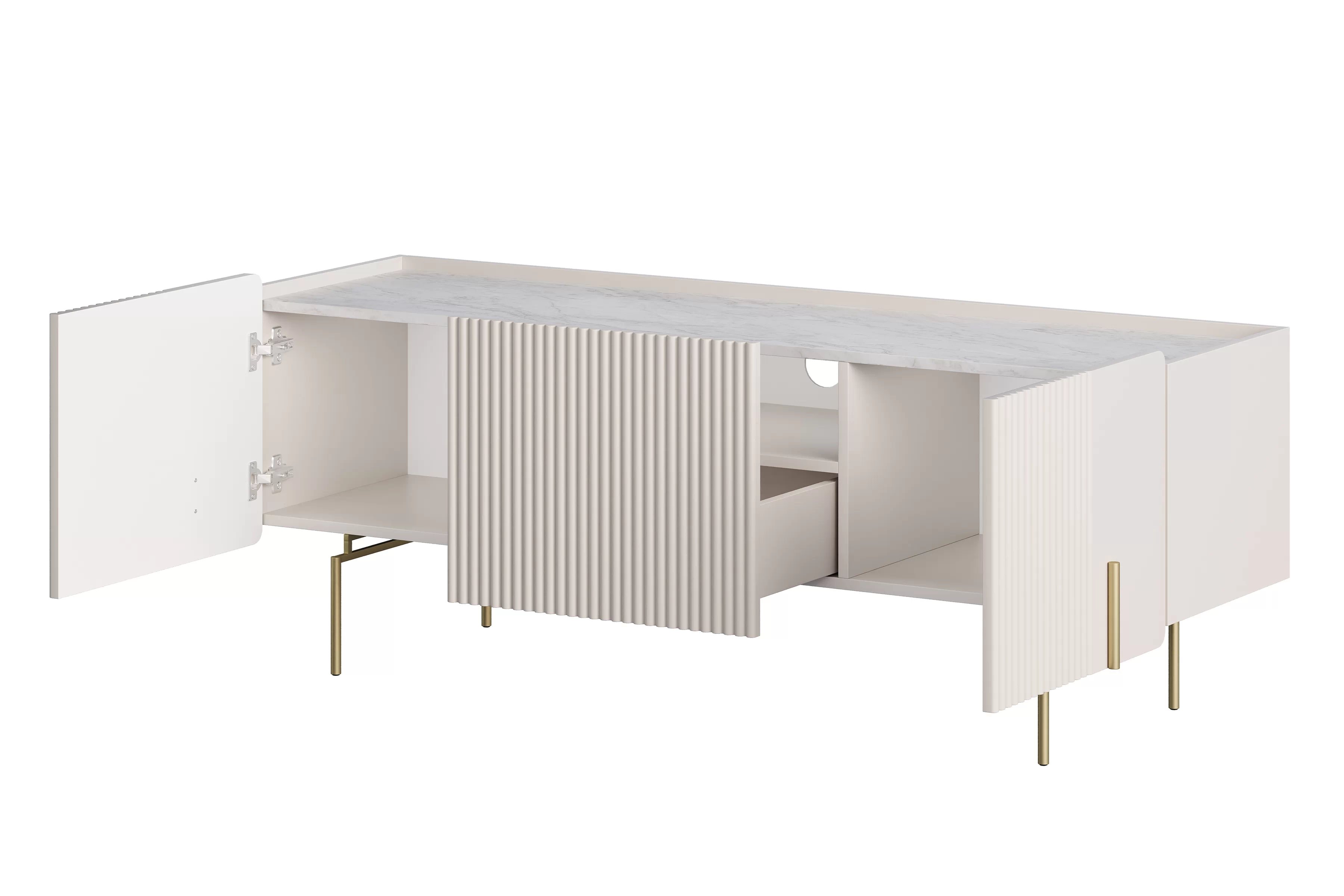 TV stolík Malmi 150 cm - kašmír / crema bianca / zlaté nožičky TV skrinka Malmi 150 cm - kašmír / crema bianca / zlote nozki