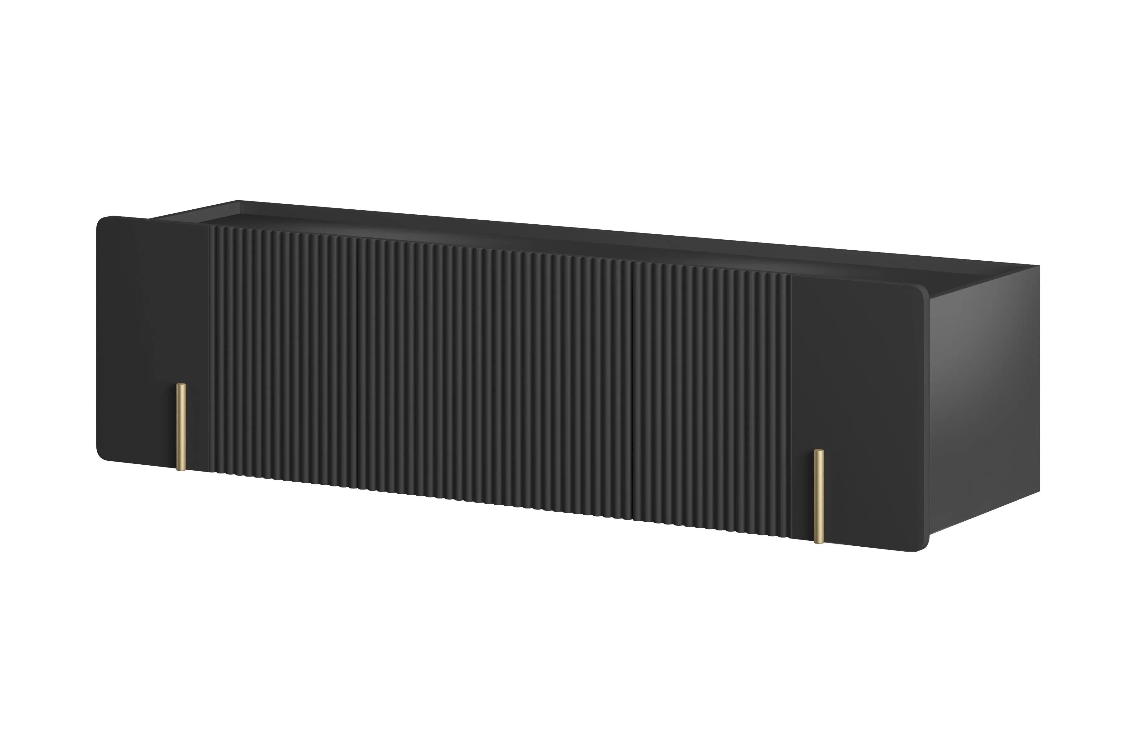 Závesný TV stolík Malmi 150 cm - čierny mat / zlatá TV skrinka Malmi 150 cm závesná - Čierny mat / zlaté