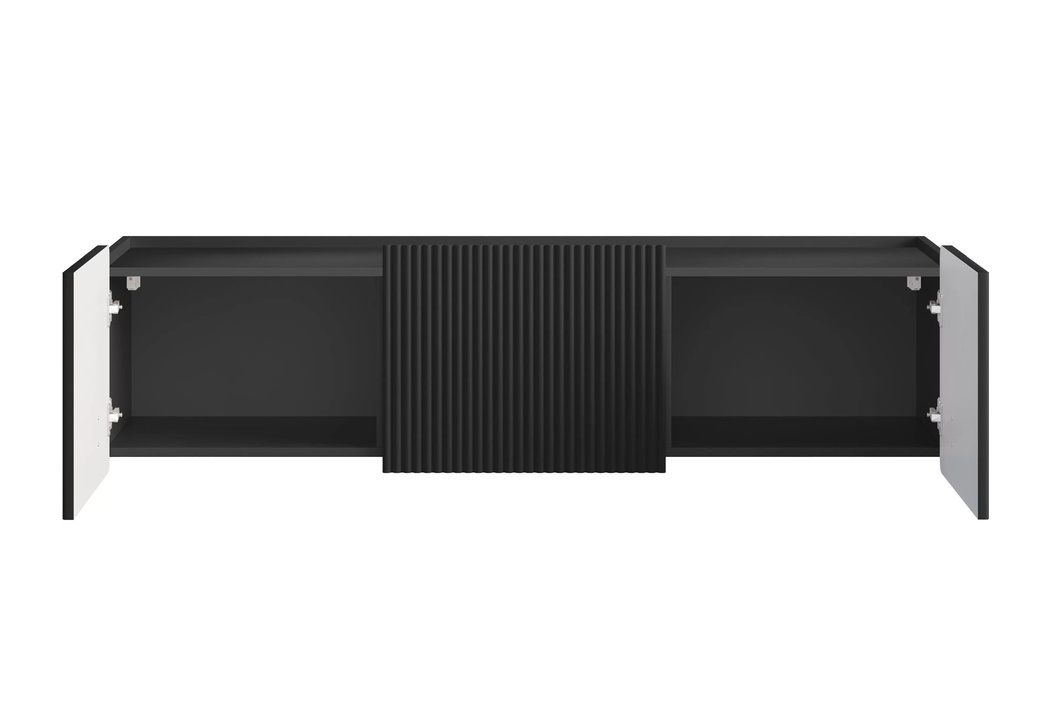 Závesný TV stolík Malmi 150 cm - čierny mat / zlatá TV skrinka Malmi 150 cm závesná - Čierny mat / zlaté