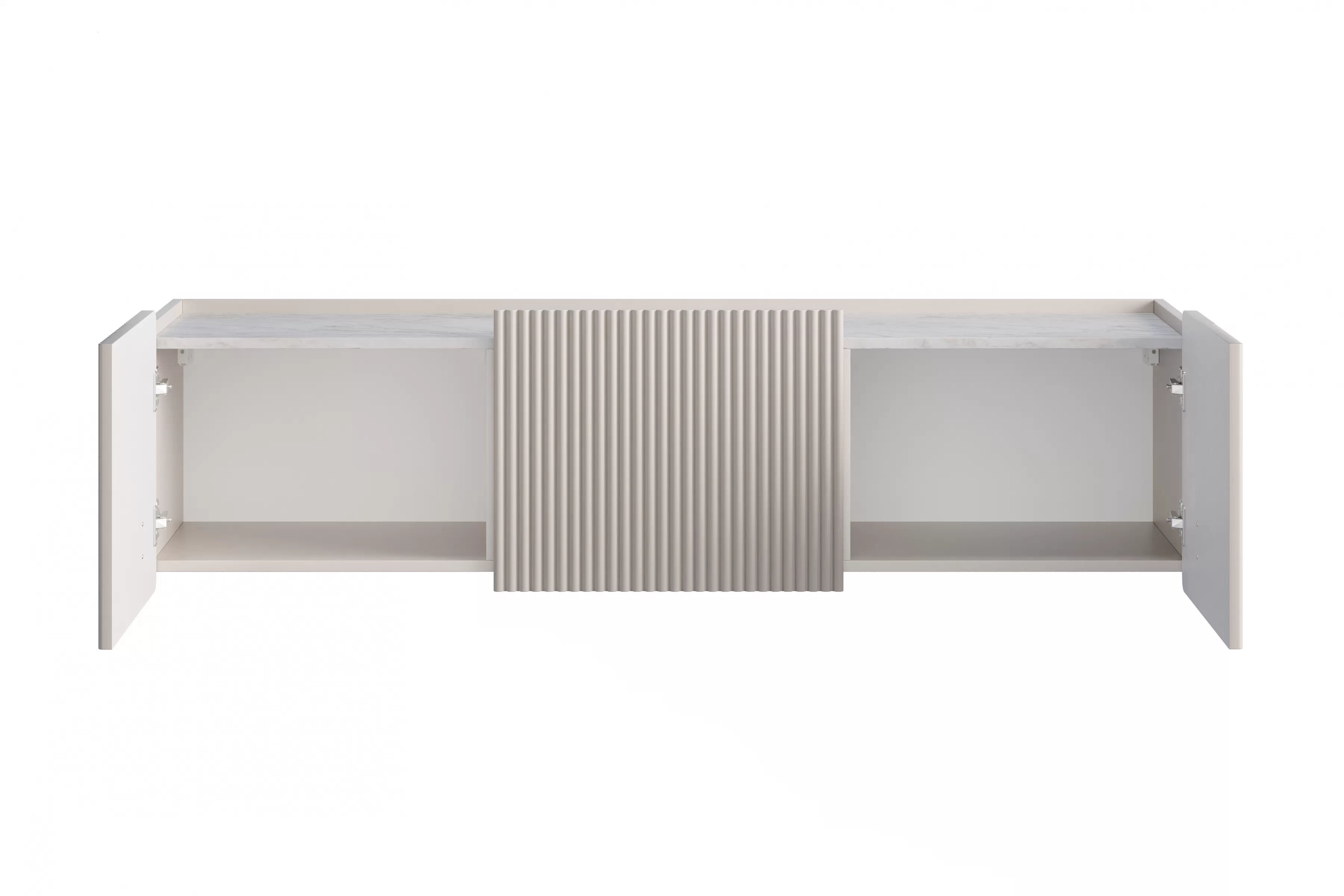 Závesný TV stolík Malmi 150 cm - kašmírová / crema bianca / čierna TV skrinka Malmi 150 cm závesná - kašmír / crema bianca / Čierny