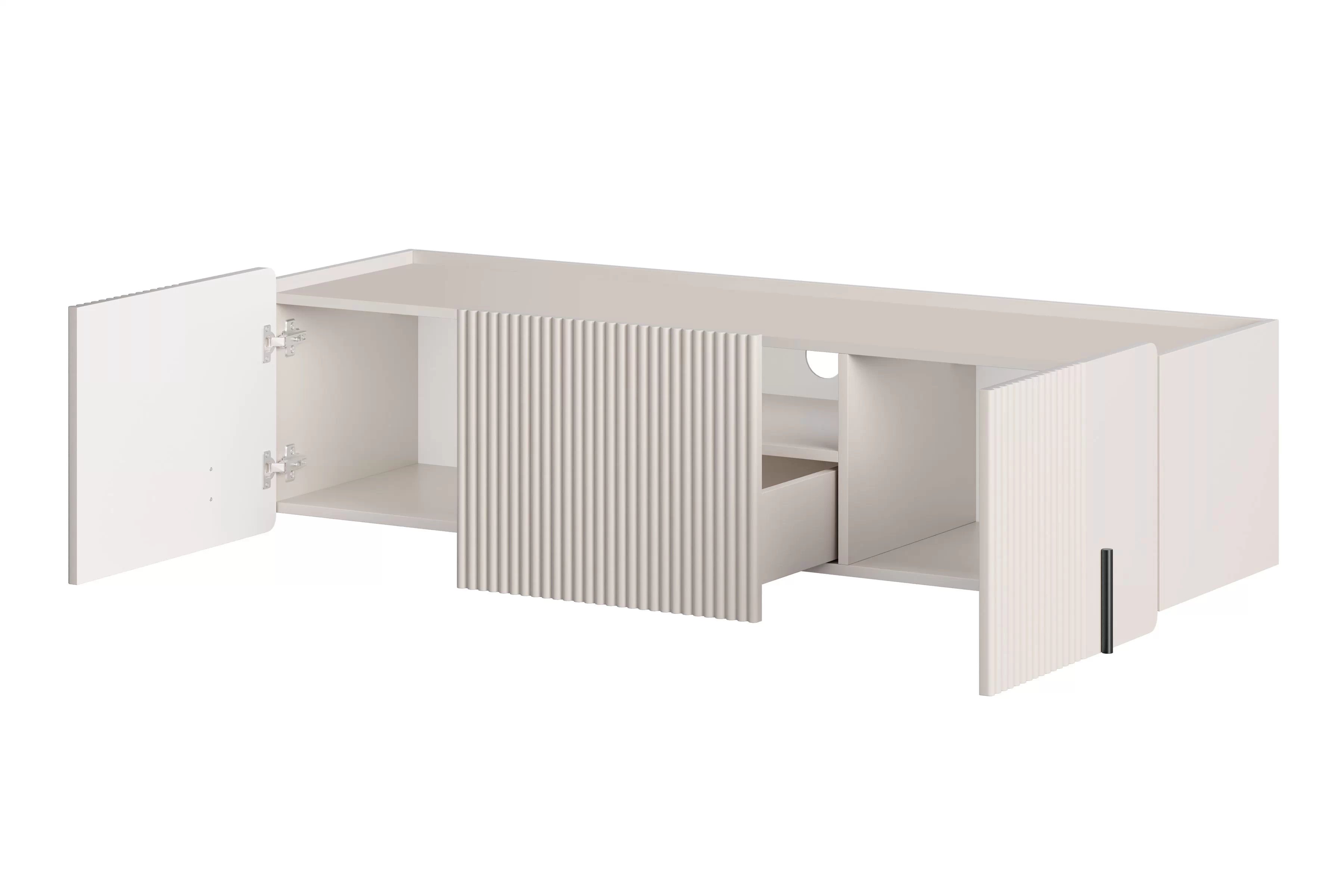 Závesný TV stolík Malmi 150 cm - kašmírová / čierna TV skrinka Malmi 150 cm závesná - kašmír / Čierny