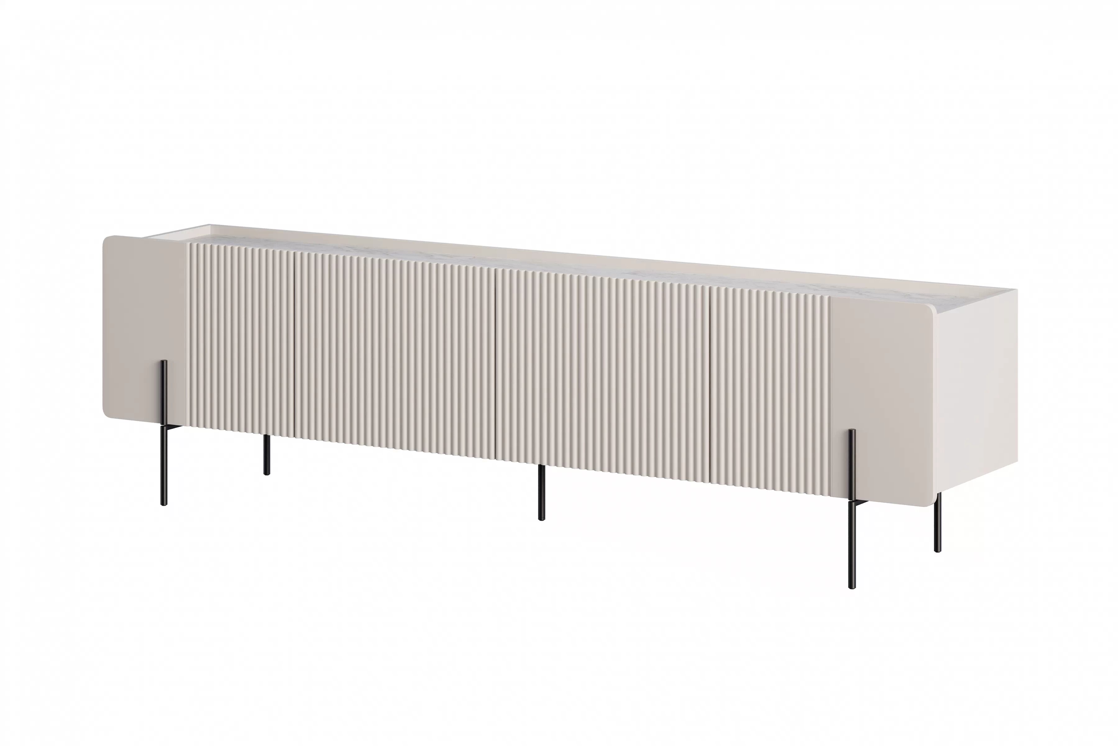 TV stolík Malmi 200 cm - kašmírová / crema bianca / čierna TV skrinka Malmi 200 cm - kašmír / crema bianca / čierny nozki