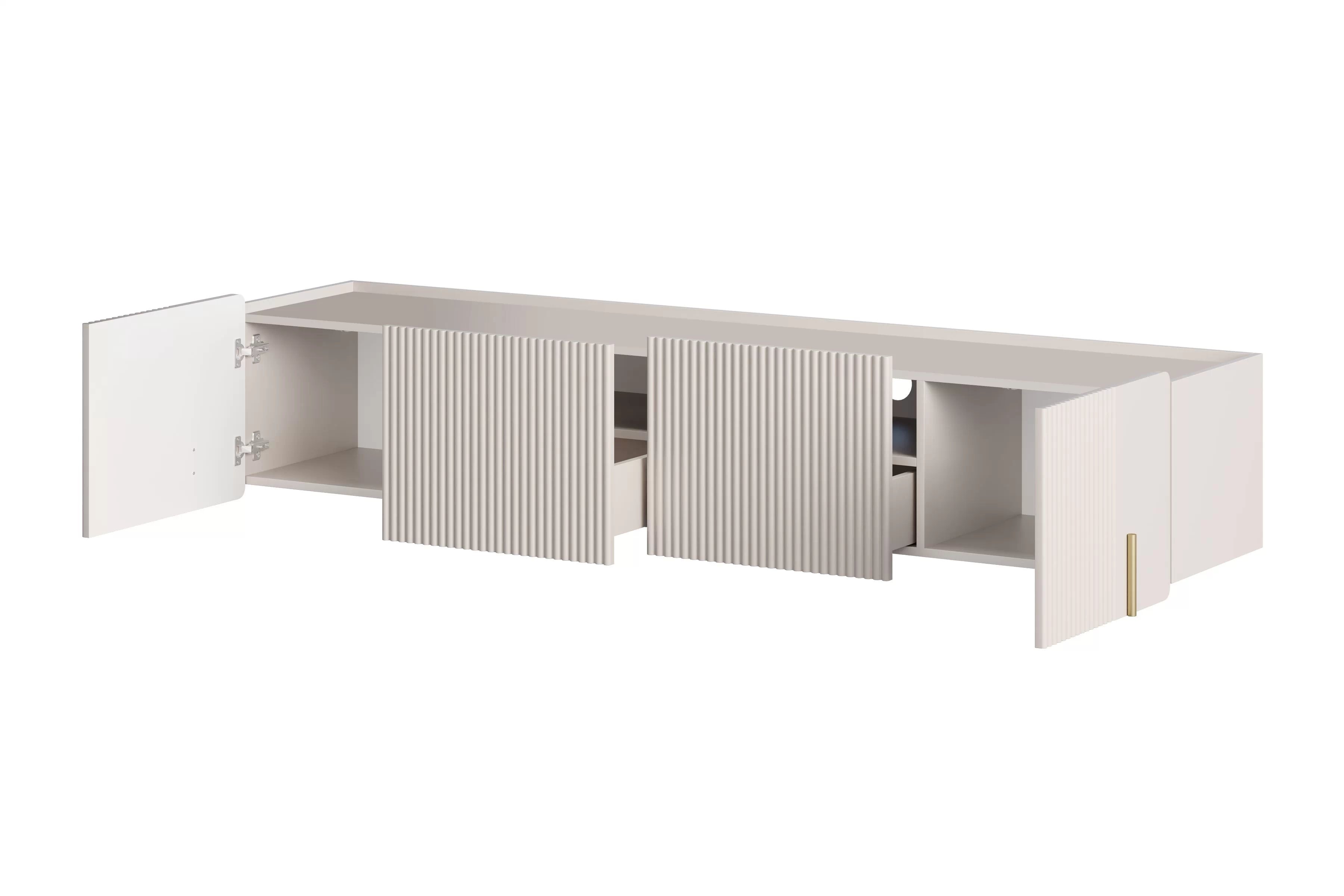 Závesná TV skrinka Malmi 200 cm - kašmírová / zlatá TV skrinka Malmi 200 cm závesná - kašmír / zlaté