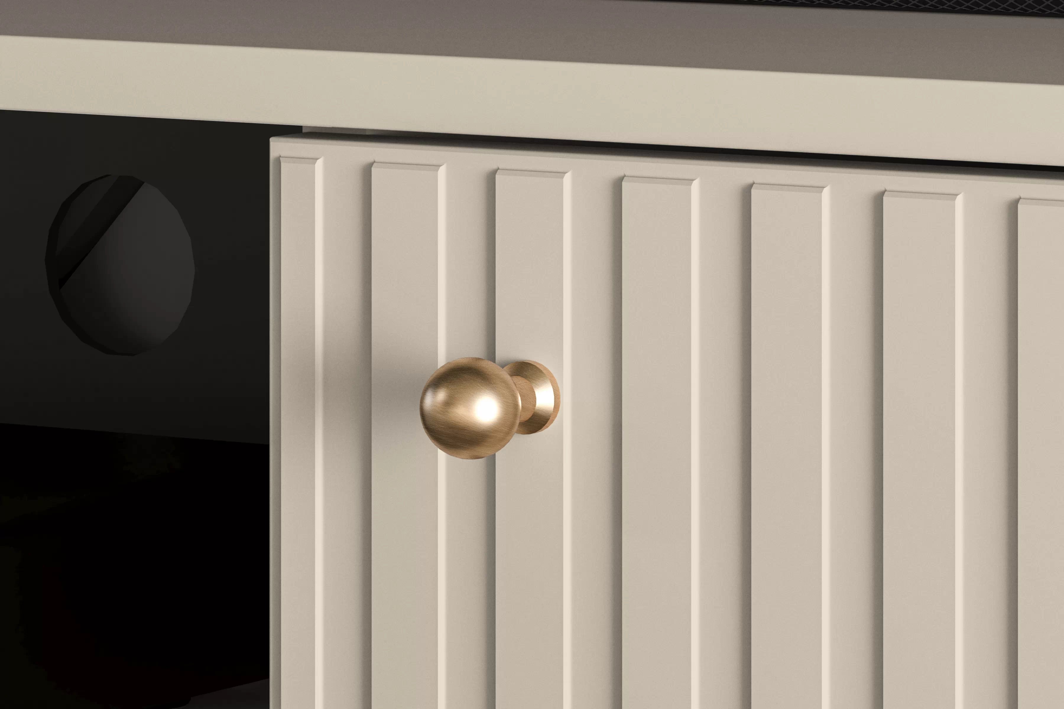 TV stolek Jamuzi 160 cm - kašmírová / černé nožky Skříňka RTV na kovových nohách Jamuzi 06 - 160 cm - kašmír / černá nozki