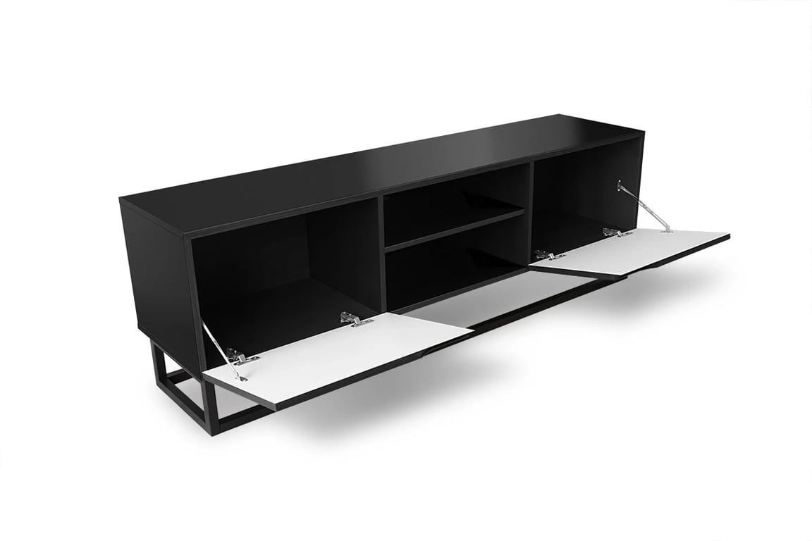 Comodă TV Loftia Mini 160 cm cadru metalic - negru mat Skříňka tv na kovovém rámu