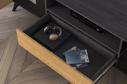 TV stolek Natina 06 se zásuvkou 180 cm - dub baltic dune / černý jasan portland skříňka RTV Natina 06 z szuflada - 180 cm - dub baltic dune / jasan portland černá