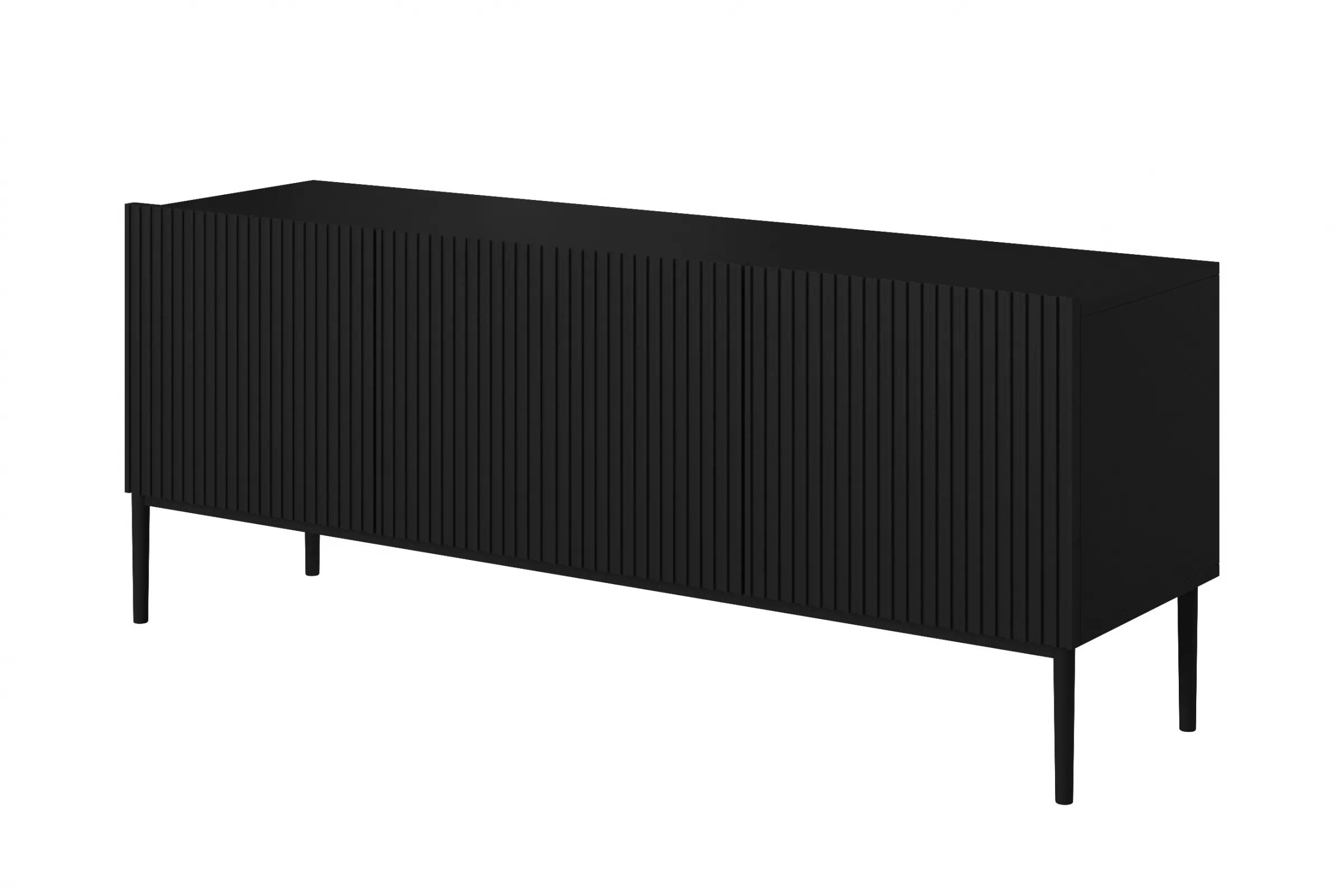 TV stolík Nicole 150 cm na kovových nohách so zásuvkou - čierny mat / čierne nohy TV skrinka Nicole 150 cm na kovových nohách z szuflada - Čierny mat / čierny nozki