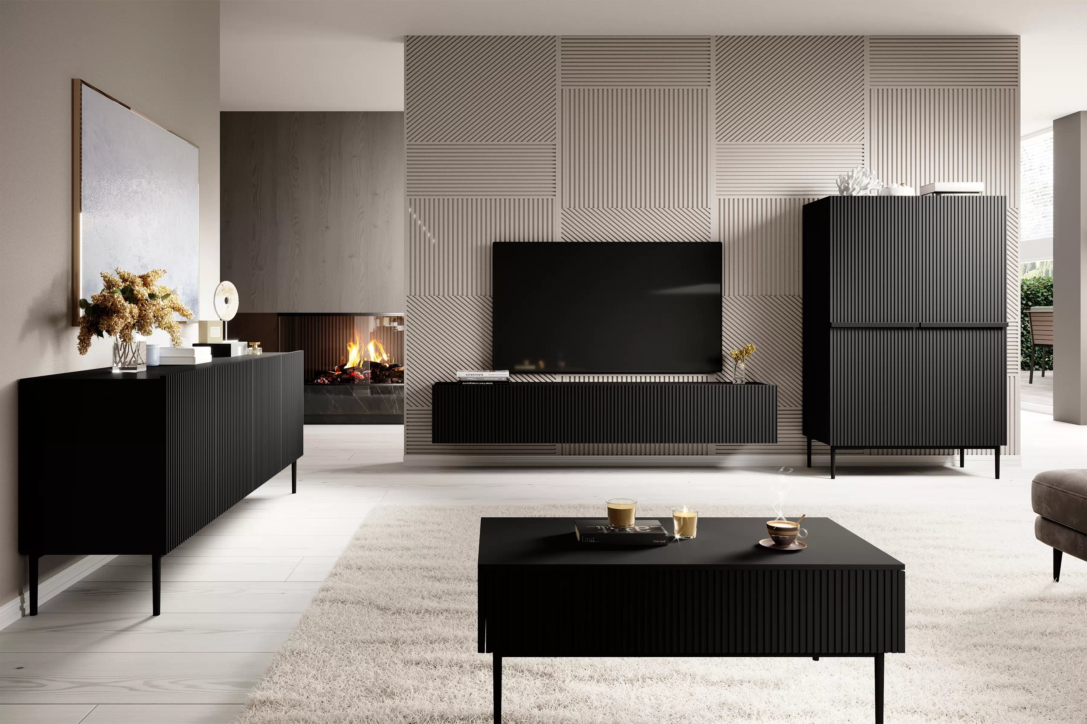 TV stolík Nicole 150 cm na kovových nohách so zásuvkou - čierny mat / čierne nohy TV skrinka Nicole 150 cm na kovových nohách z szuflada - Čierny mat / čierny nozki