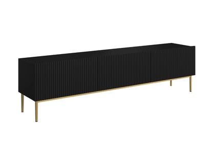TV skrinka Nicole 200 cm - čierny mat / zlatá