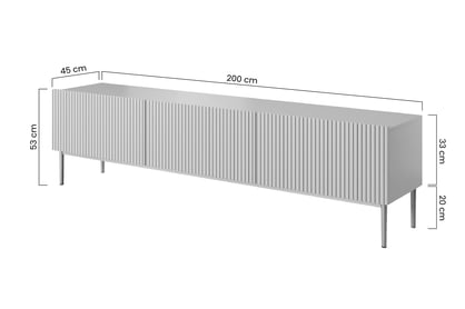 TV skříňka Nicole 200 cm - námořnická modrá / černé nožky Skříňka RTV Nicole 200 cm na kovových nohách z szuflada - námořnická modrá / černá nozki