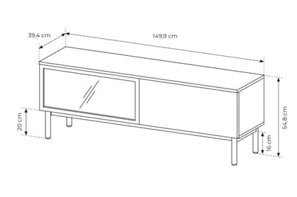 TV stolek Noro 150 cm s LED osvětlením - dub evoke / černá skříňka RTV Noro 150 cm s osvětlením LED - dub evoke / černá