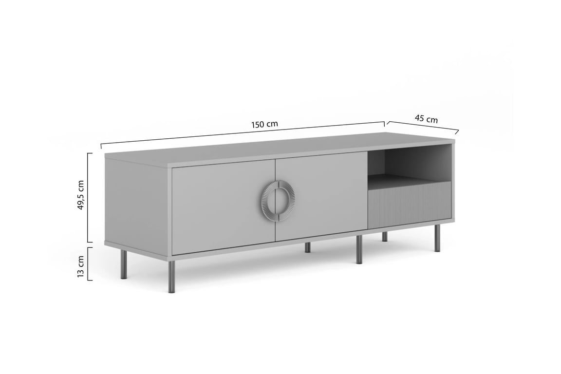 TV stolík Nubo 150 cm - kašmír / čierne nožičky TV skrinka Nubo 150 cm - kašmír / Čierny