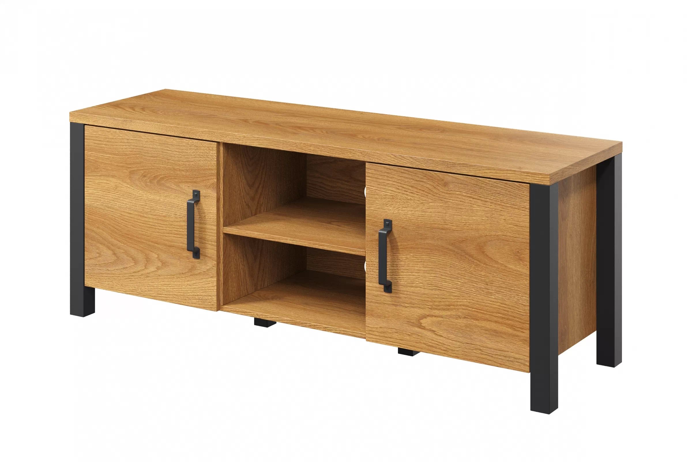 TV skrinka Olin 41 147 cm z wnekami - Dub karmel / Čierny supermat - ponuka Limitowana TV skrinka Olin 41 147 cm z wnekami - Dub karmel / Čierny supermat