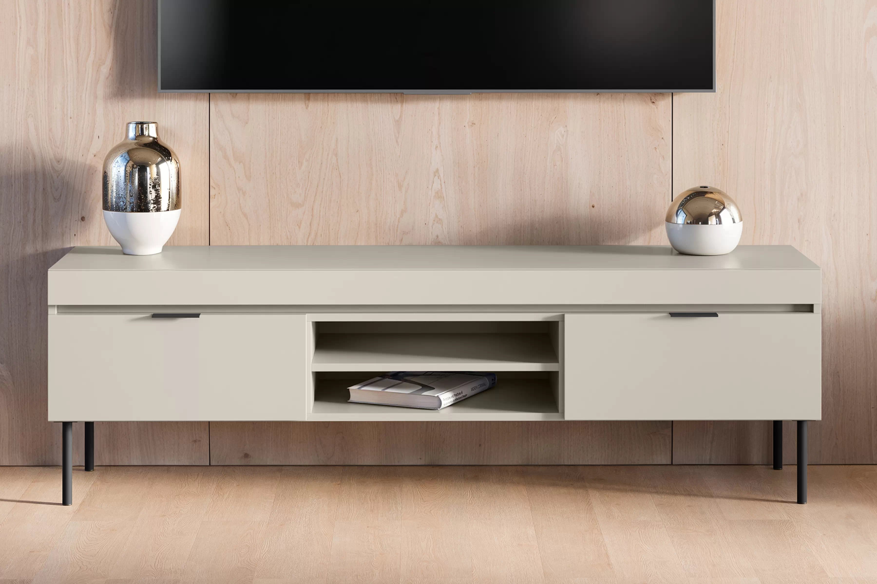 TV stolík Sentia 157 na kovových nohách - kašmír/čierna TV skrinka Sentia 157 na kovových nohách - kašmír/ Čierny 