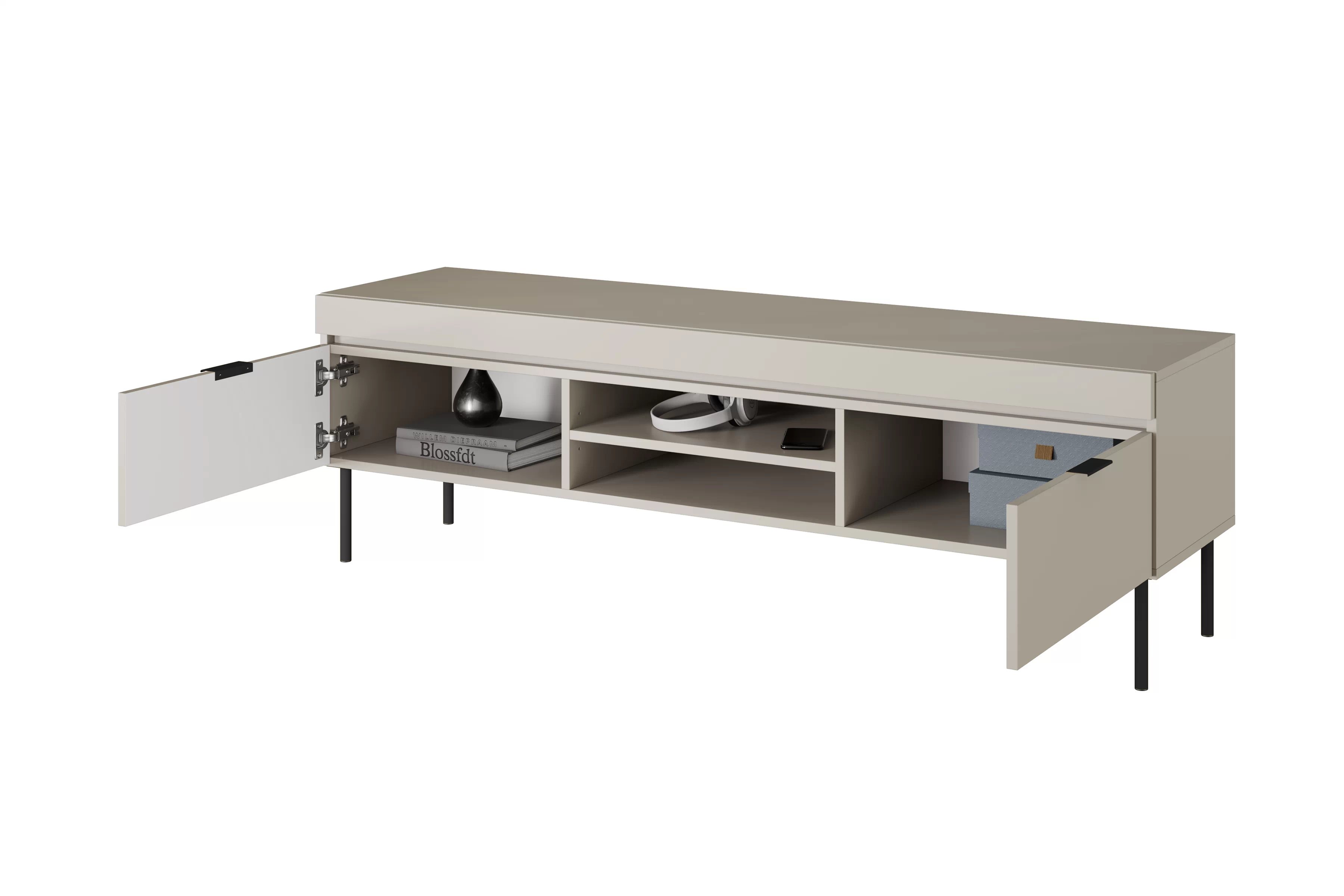 TV stolík Sentia 157 na kovových nohách - kašmír/čierna TV skrinka Sentia 157 na kovových nohách - kszamir / Čierny 