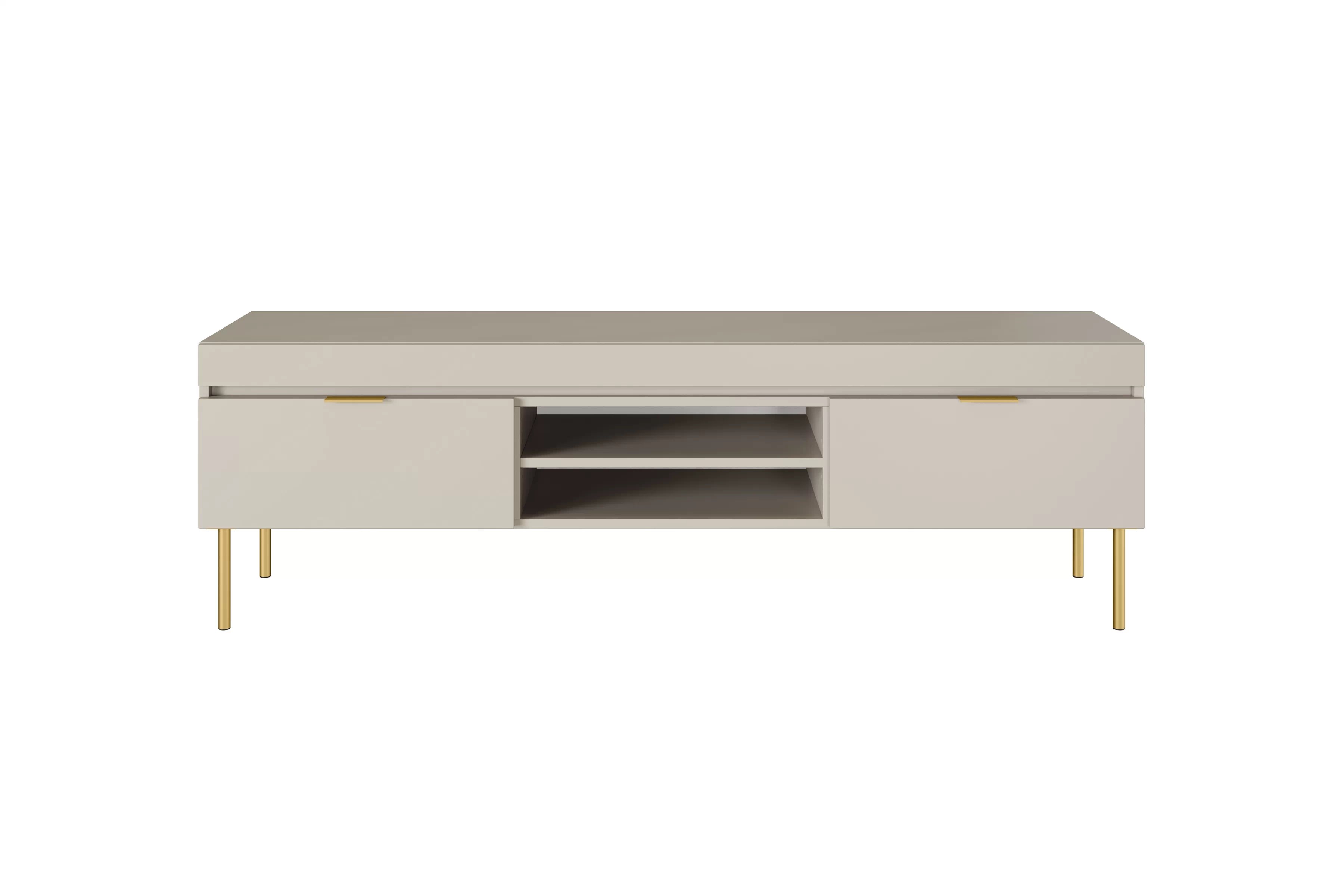 TV stolek Sentia 157 cm - kašmírový / zlatý skříňka RTV Sentia 157 na kovových nohách - kszamir / zlatá 