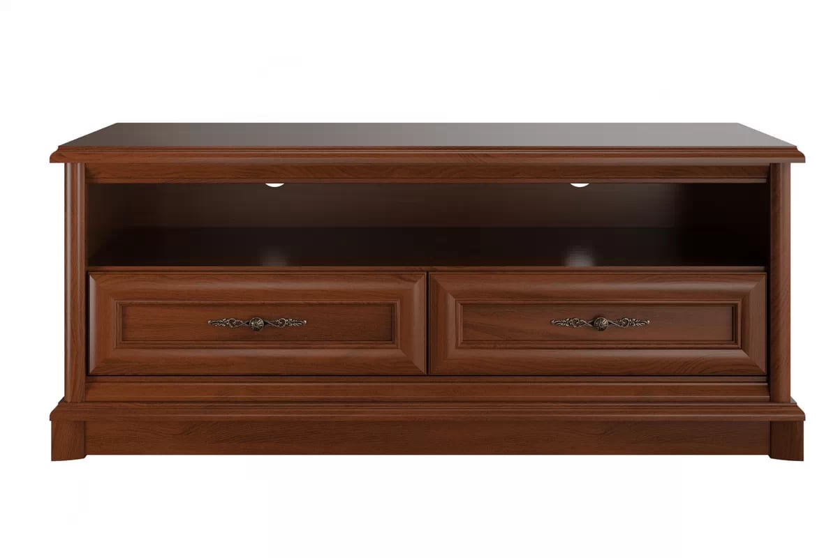TV stolík Sonata 130 cm - gaštan TV skrinka Sonata so zásuvkami i wneka 130 cm - gaštan szlachetny