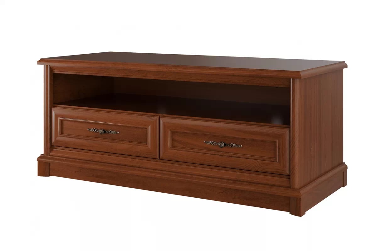 TV stolík Sonata 130 cm - gaštan TV skrinka Sonata so zásuvkami i wneka 130 cm - gaštan szlachetny