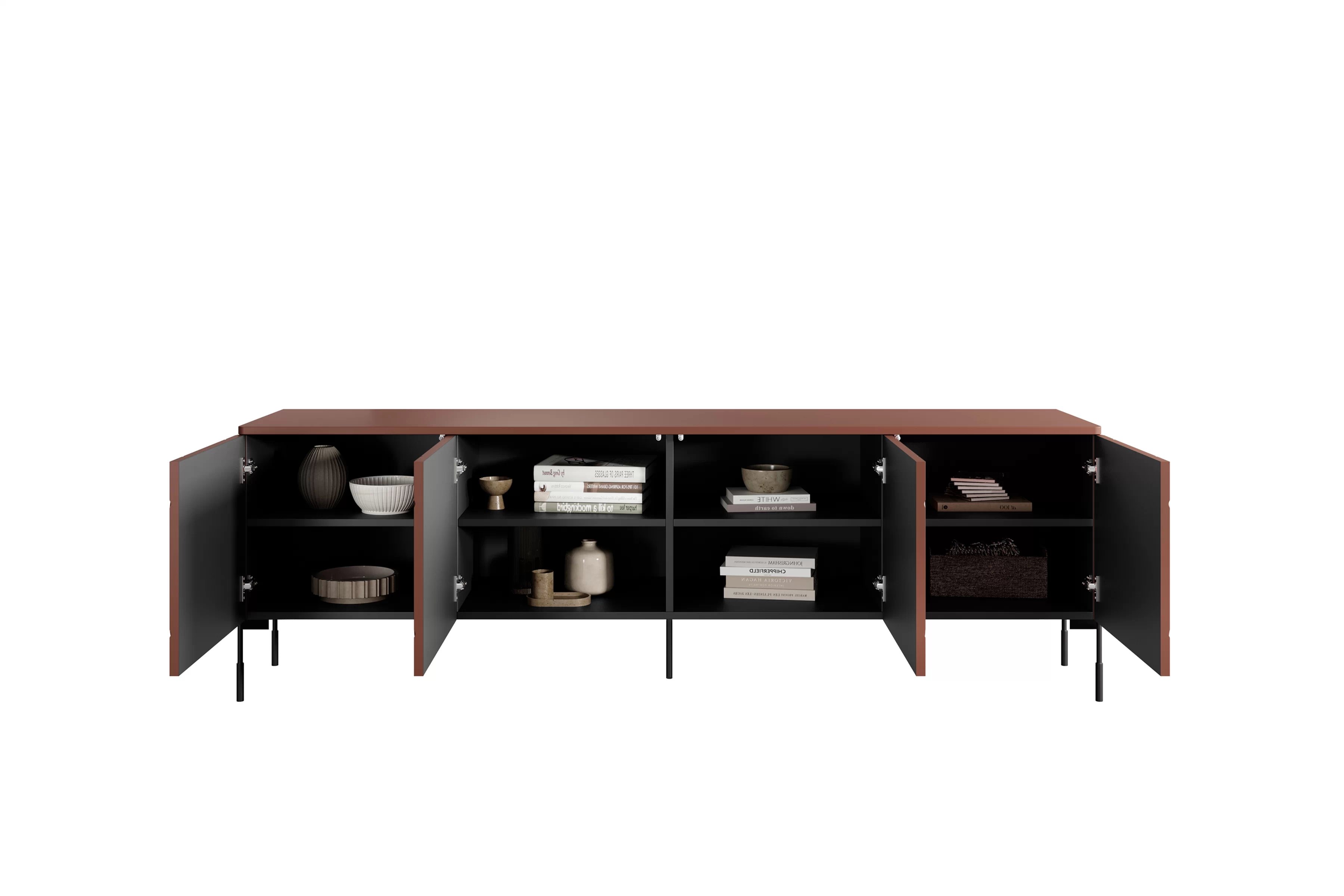 RTV skrinka Sonatia 200 cm štvordverová na kovových nohách - burgund TV skrinka Sonatia 200 cm štvordverová na kovových nohách - burgund