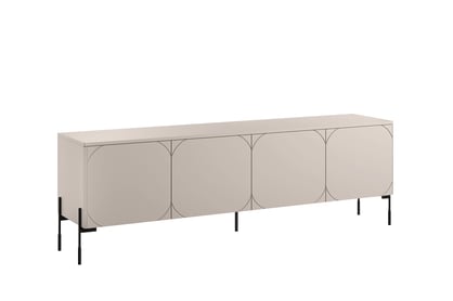 RTV skrinka Sonatia 200 cm štvordverová na kovových nohách - kasmír