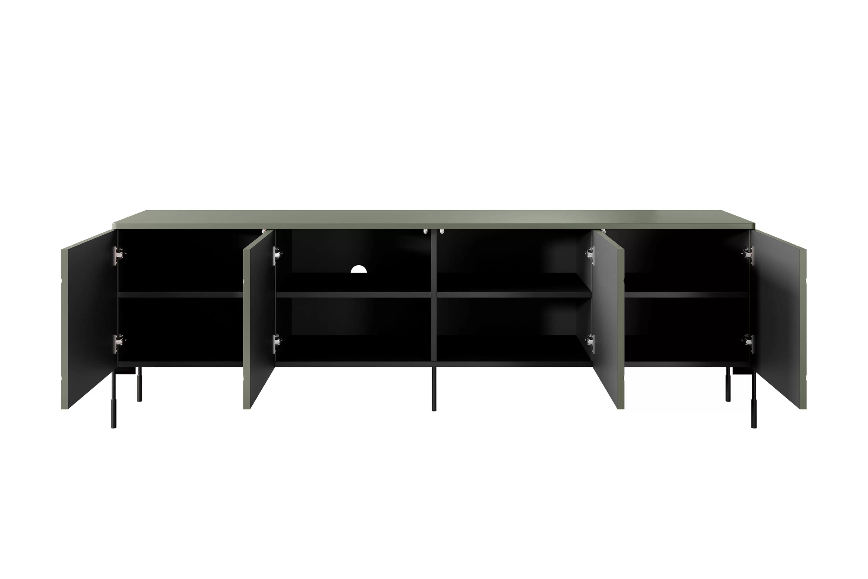 RTV skrinka Sonatia 200 cm štvordverová na kovových nohách - olivová TV skrinka Sonatia 200 cm štvordverová na kovových nohách - Oliva