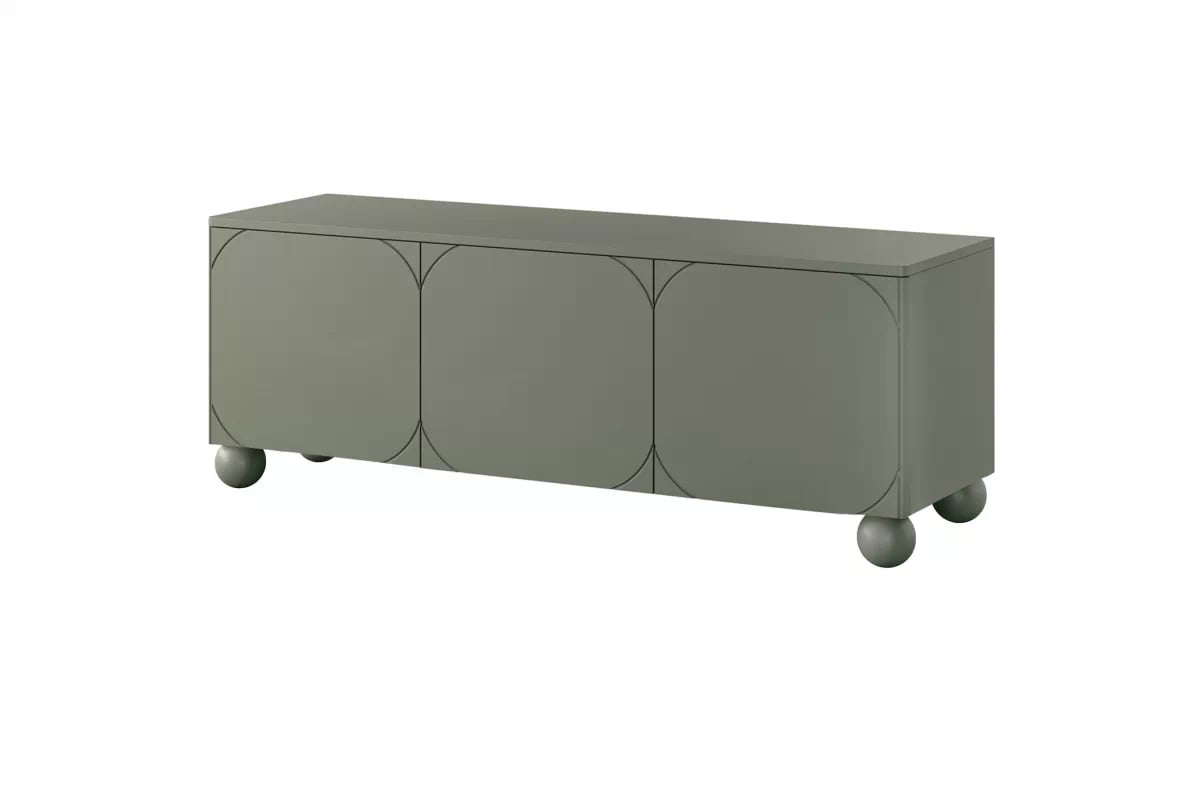 TV stolík Sonatia II 150 cm s ukrytou zásuvkou - olivová TV skrinka trojdverová