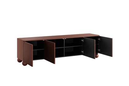 RTV skrinka Sonatia II 200 cm štvordverová na guľových nohách - burgund TV skrinka Sonatia II 200 cm štvordverová na nogach kulach - burgund