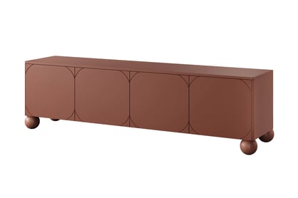 TV skrinka Sonatia II 200 cm štvordverová na guľatých nohách - bordová