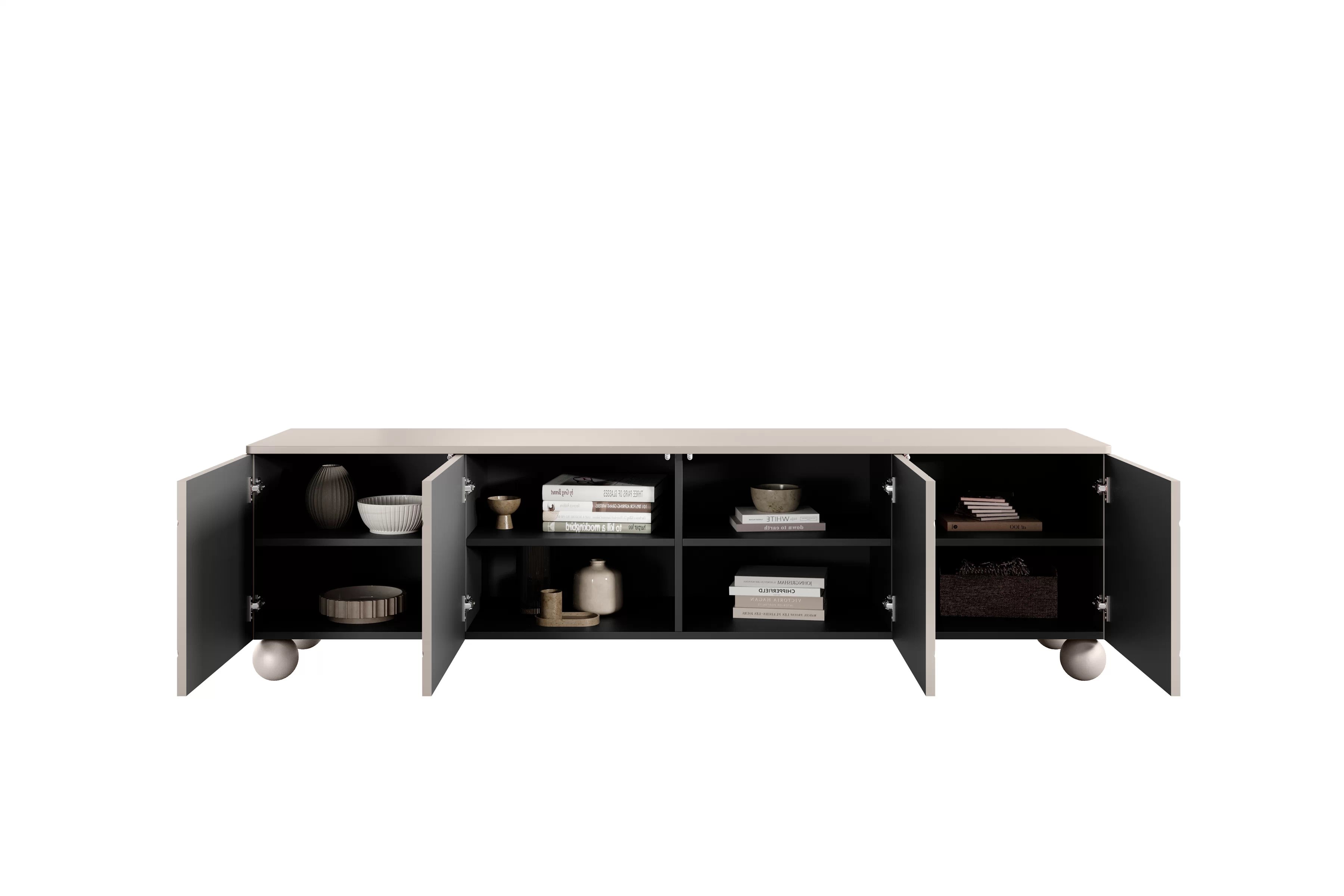 RTV skrinka Sonatia II 200 cm štvordverová na guľatých nohách - kasmír TV skrinka Sonatia II 200 cm štvordverová na nogach kulach - kašmír