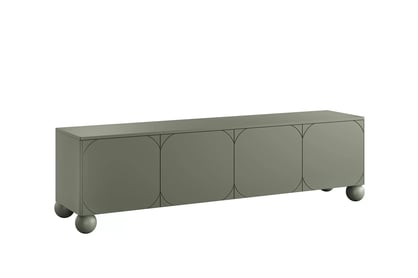 RTV skrinka Sonatia II 200 cm so štyrmi dverami na guľatých nohách - olivová