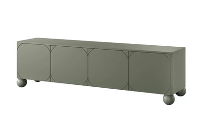 TV stolík Sonatia II 200 cm štvordverový na guľatých nohách - olivový