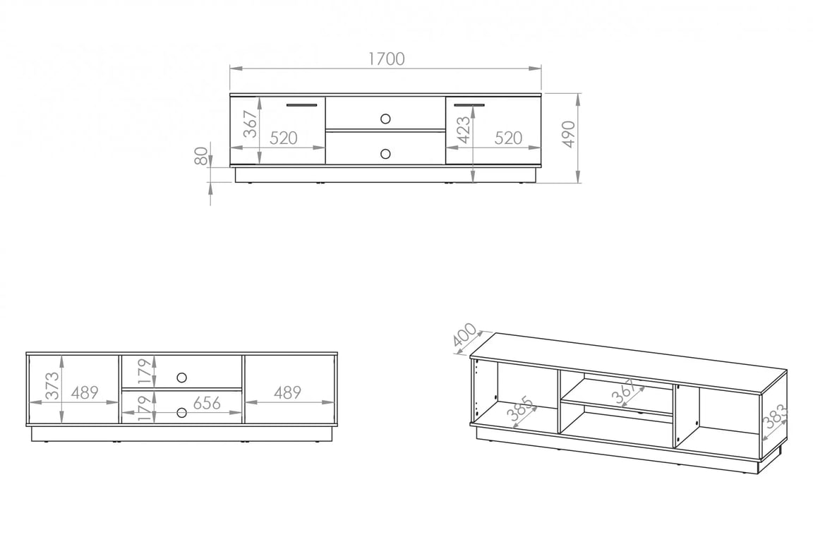 Stivio TV szekrény 170 cm - stílusos tölgy / fekete TV-szekrény Stivio 170 cm - dab Elegáns / fekete