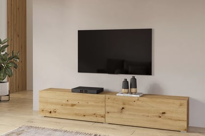 TV stolek AVA 40 180 cm stojící / závěsný - dub artisan / černá skříňka RTV stojaco - závěsná 180 cm AVA 40 - artisan / černá