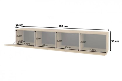 TV stolek AVA 40 180 cm stojící / závěsný - dub artisan / černá skříňka RTV stojaco - závěsná AVA 40 - 180 cm - artisan / černá