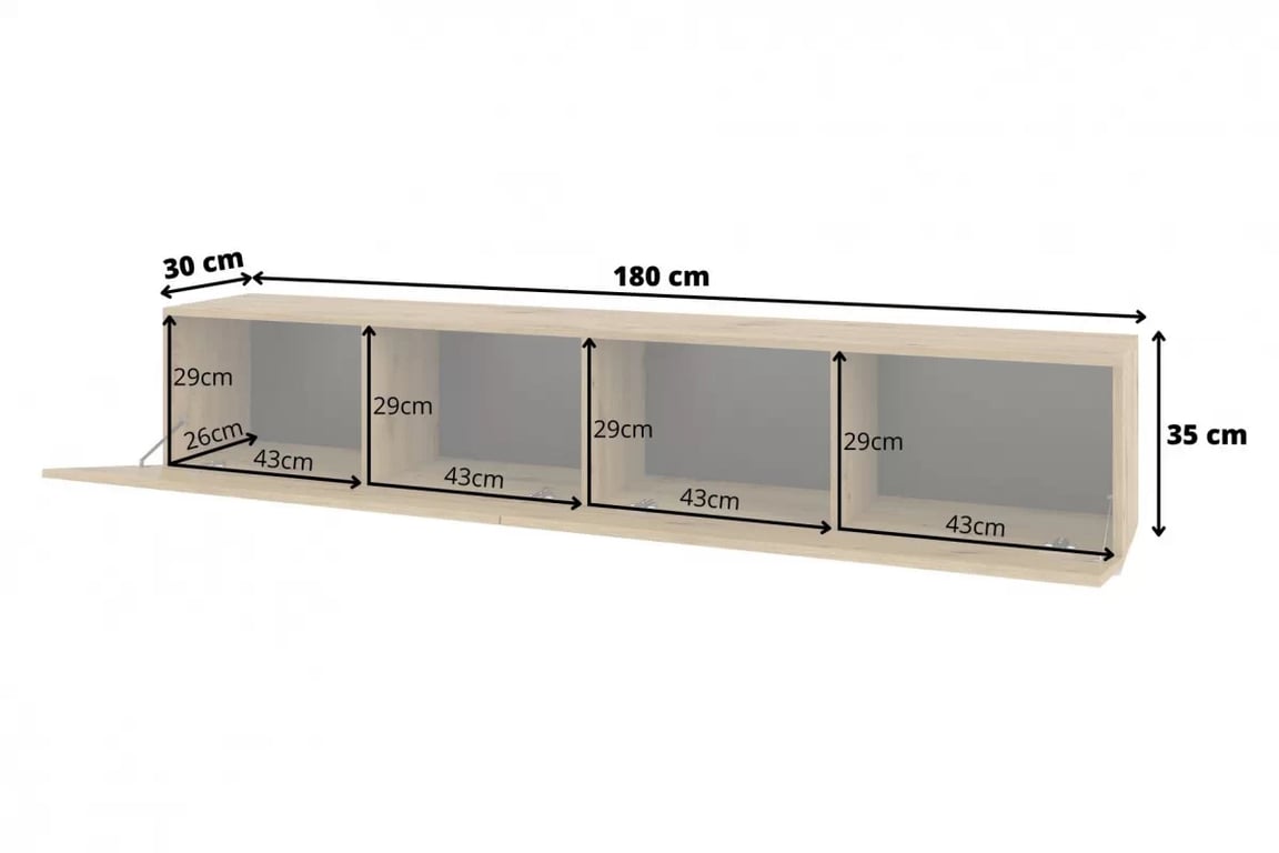 TV stolek AVA 40 180 cm stojící / závěsný - dub artisan / černá skříňka RTV stojaco - závěsná AVA 40 - 180 cm - artisan / černá