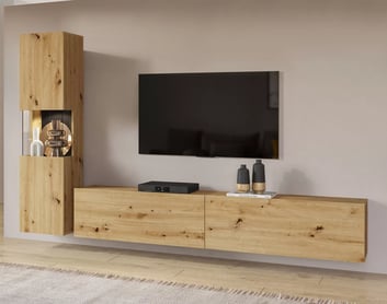 TV stolek AVA 40 180 cm stojící / závěsný - dub artisan / černá skříňka RTV stojaco - závěsná AVA 40 - 180 cm - artisan / černá