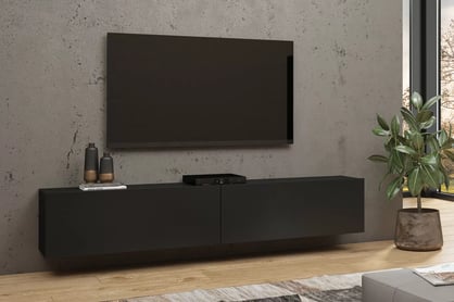 TV stolek AVA 40 180 cm stojící / závěsný - černá / dub wotan skříňka RTV stojaco - závěsná AVA 40 - 180 cm - černá / wotan